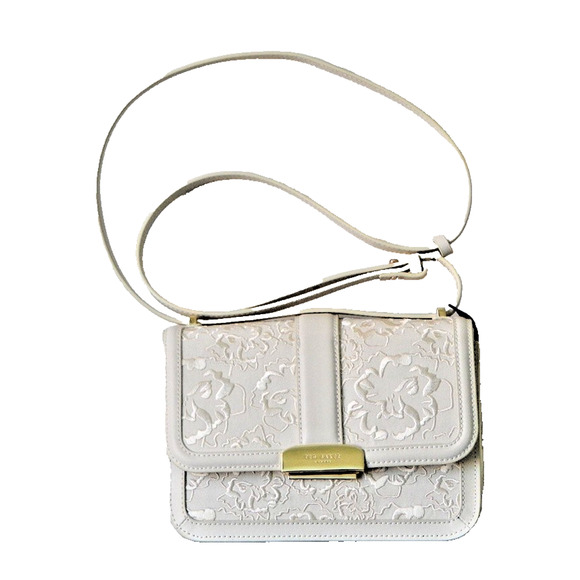 TED BAKER London Ginn Marie Floral Embroidered Crossbody Shoulder Bag Ivory NWT - Picture 1 of 14